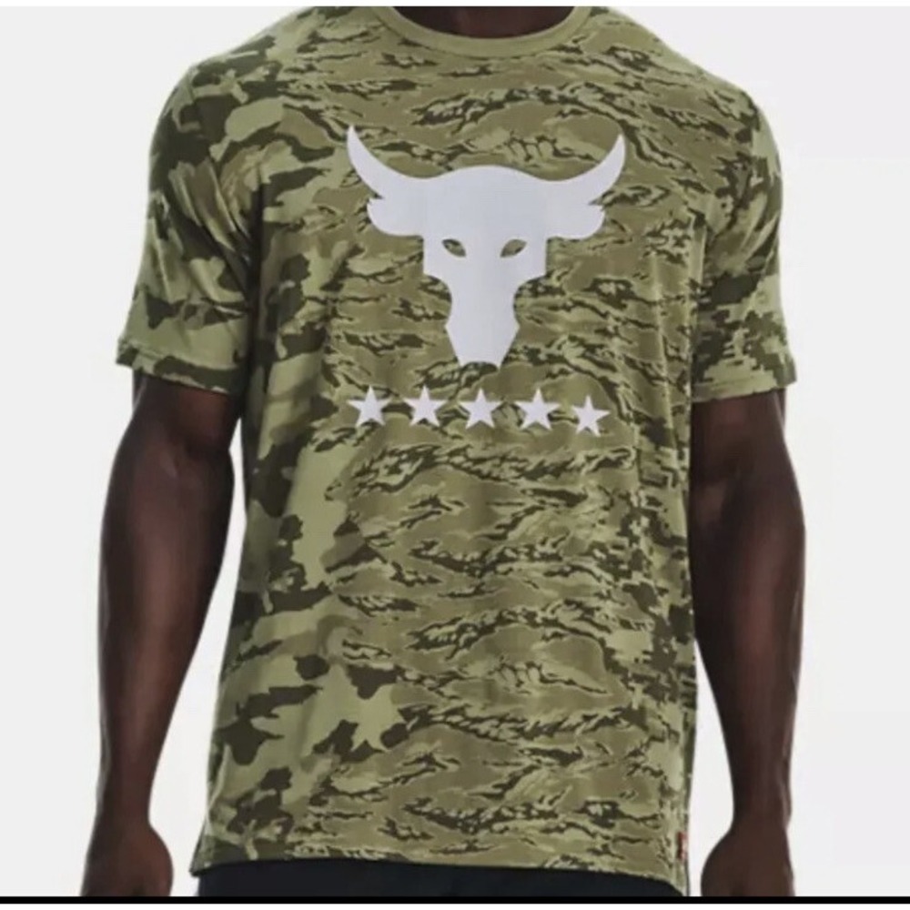 Men's XL Project Rock Veterans Day Show Camo T-Shirt Training Gym Workout Tee